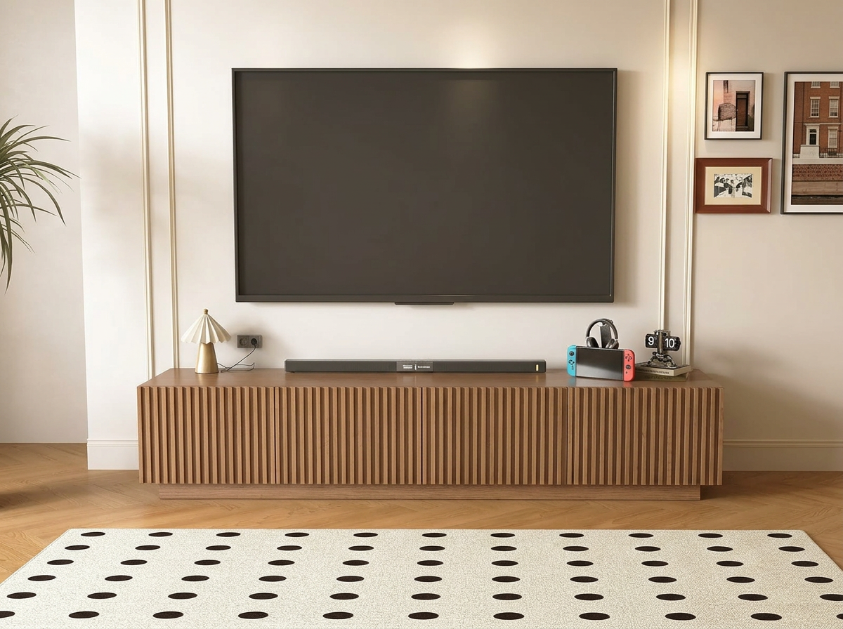 NessCarsti 86.61" Mid-Century Modern TV Stand for TVs up to 85", Walnut