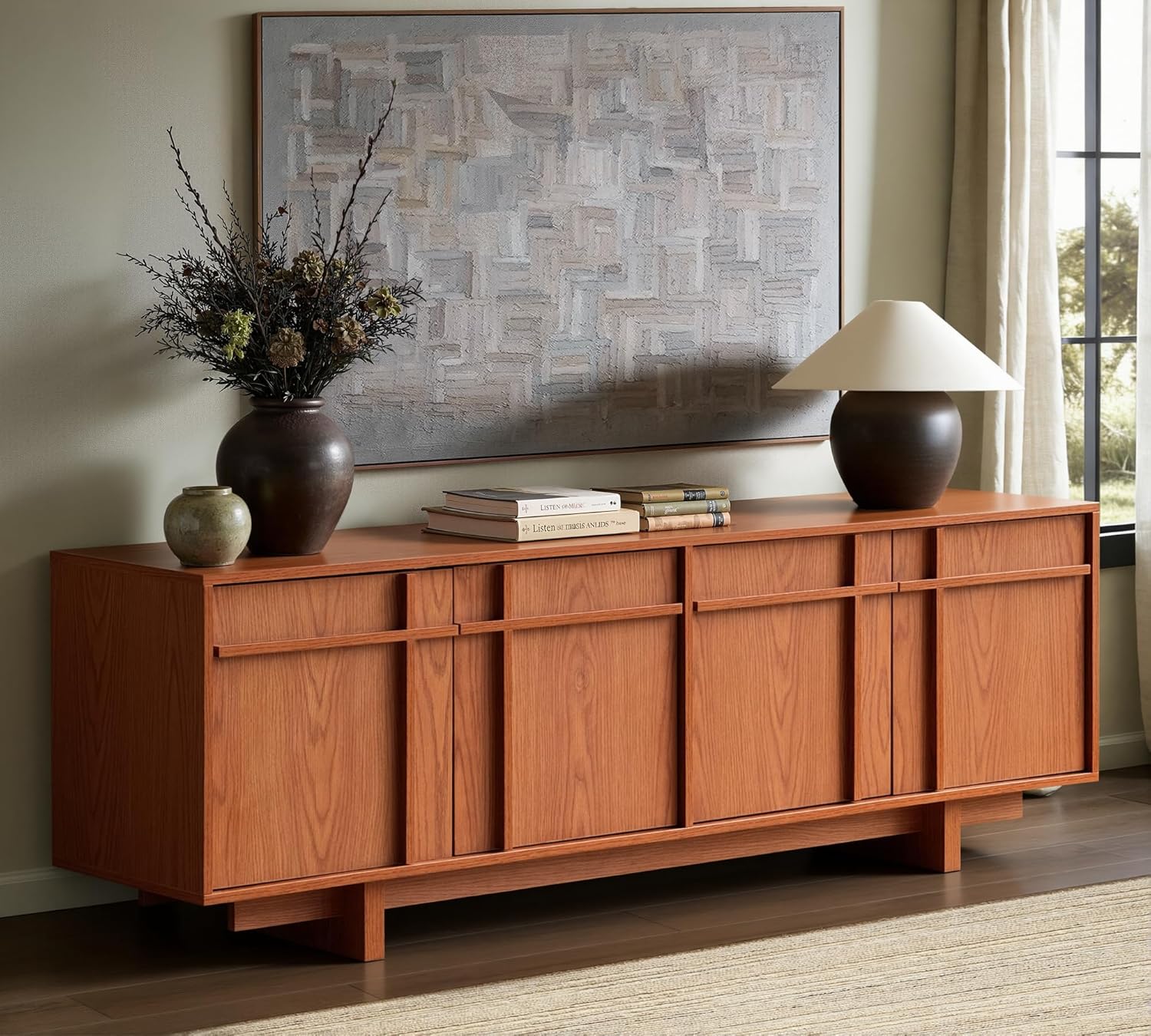 Vitalikus Vitalikus TV Stand for 75" TV,
Mid-Century Modern, 65.6"